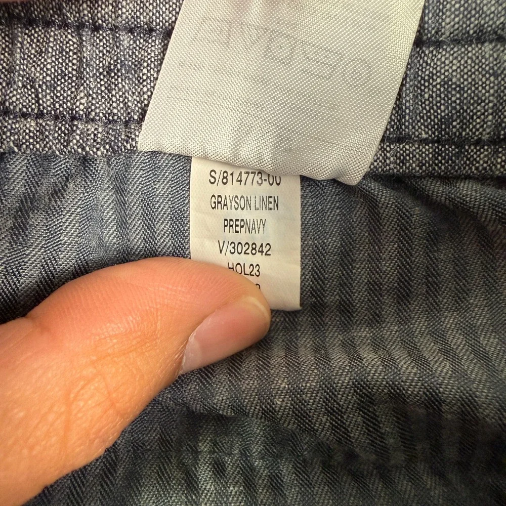 Banana Republic Linen Pants Mens 34x27 Blue Slim Tapered Drawstring Chino Beach